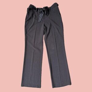 Y2K Stretch Slacks with Satin Belt Bow – Bootcut Dress Pants